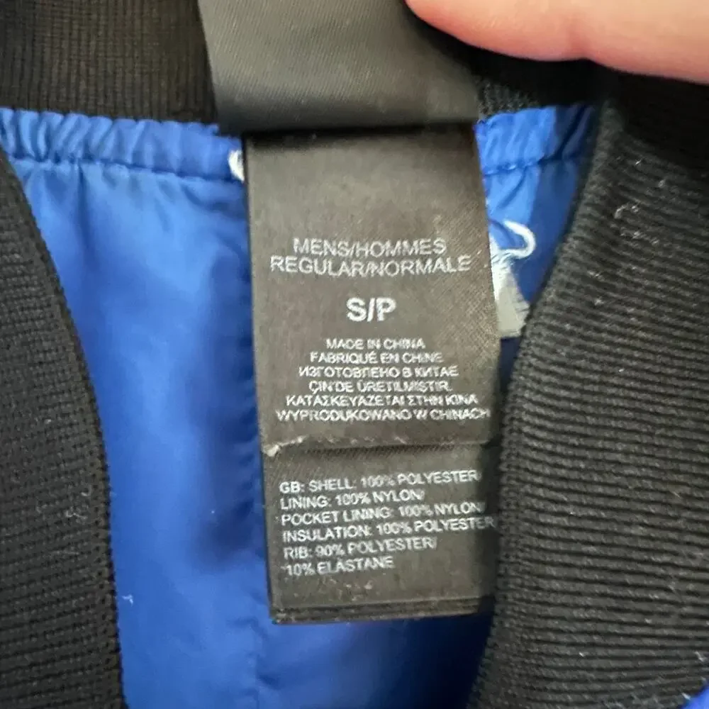 The North Face Mens Jester Bomber Jacket Blue Quilted Insulated Full Zip Small S